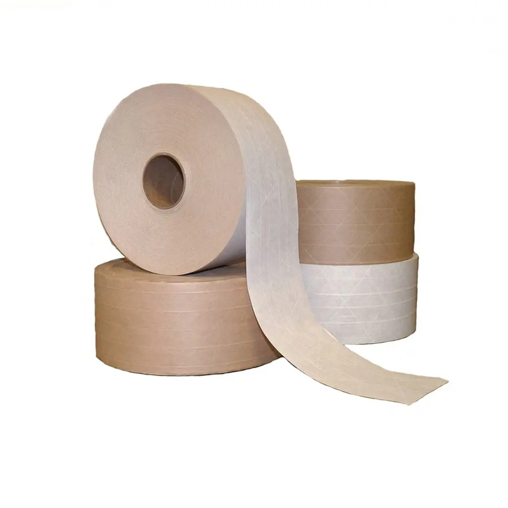 Factory Price Carton Box Packaging Kraft Tape Water-Activated Brown Reinforced Kraft Paper Gummed Paper Tape