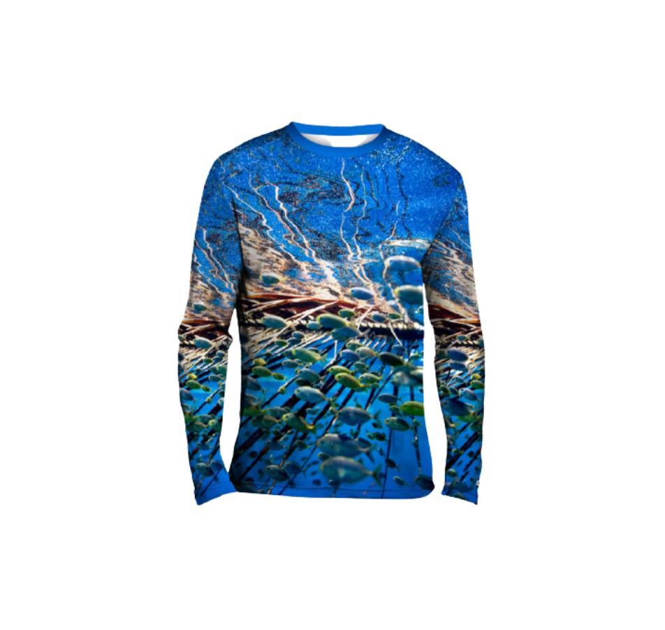 Crewneck 100% stretch Poly & spandex fabric UPF 50 Camo Long Sleeve Hooded Fishing Shirt