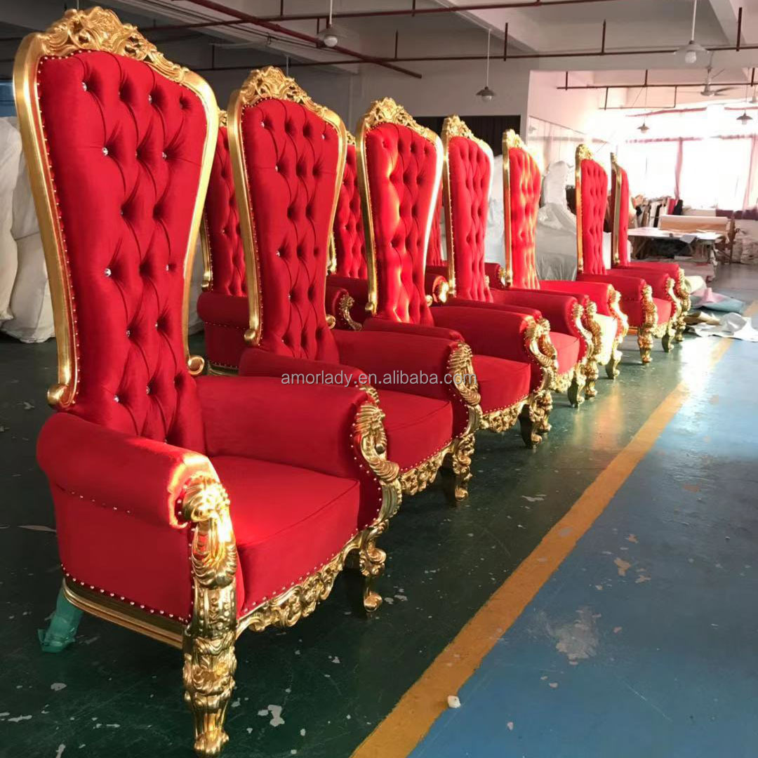 Red and gold cheap wedding king and Queen throne chairs