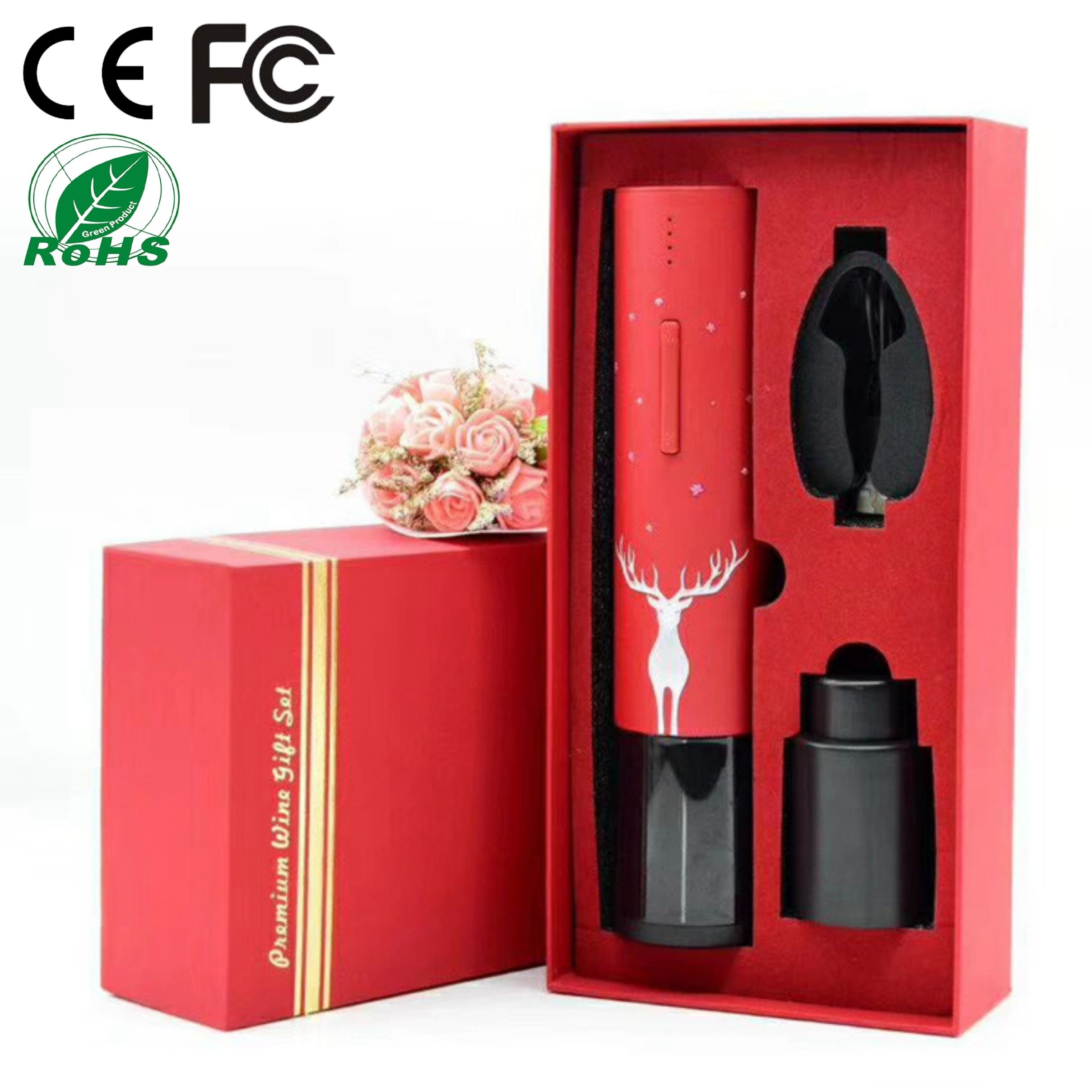 Fast delivery Christmas Gift Beauty Micro-USB Rechargeable Electric Wine Bottle Opener with Metal Housing