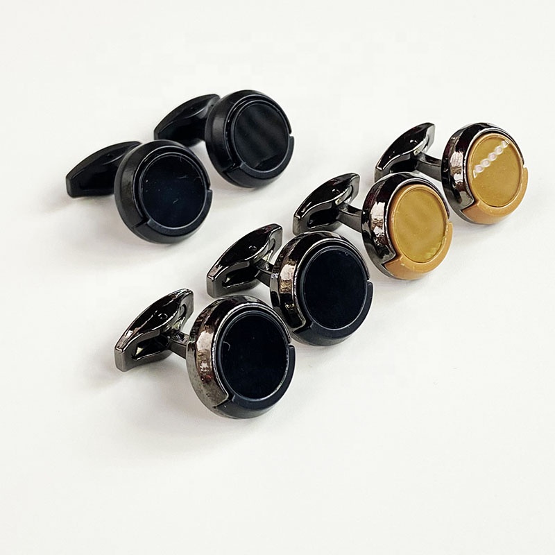 Men Cuff Link Wholesale Promotional Black Brown Color Custom Metal Shirt Cufflink