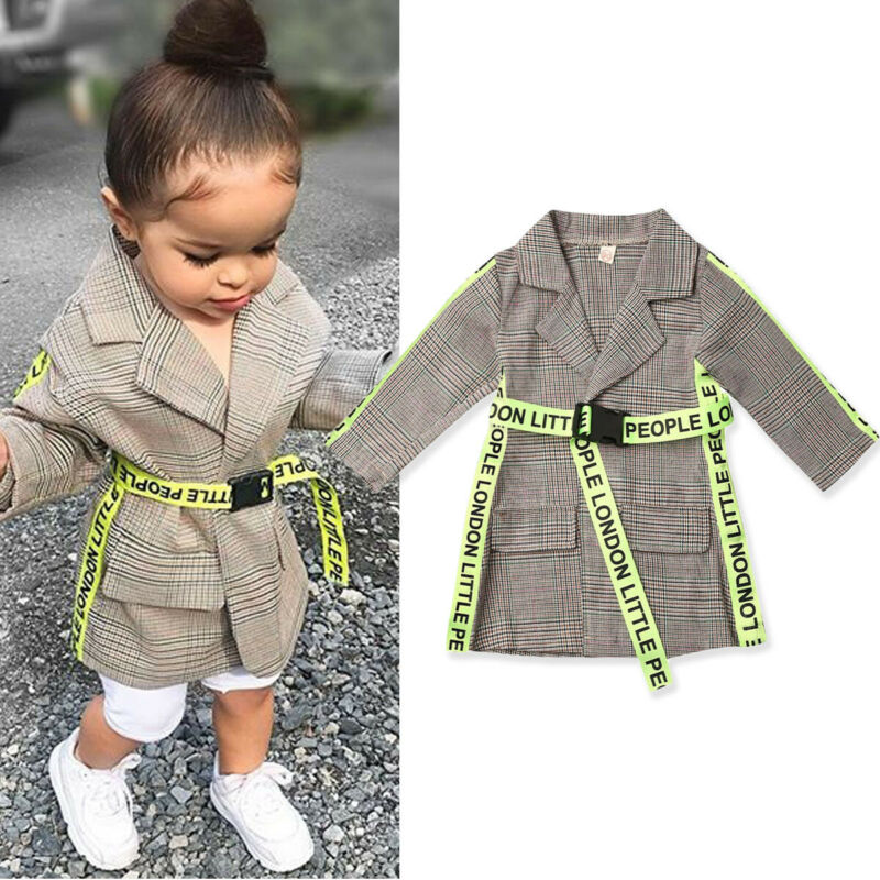 2020 AliExpress модные гетры для детей и малышей с узором «зимние пальто для маленьких девочек; Одежда с поясом плед печати пальто куртки верхняя одежда из искусственного меха От 0 до 5 лет
