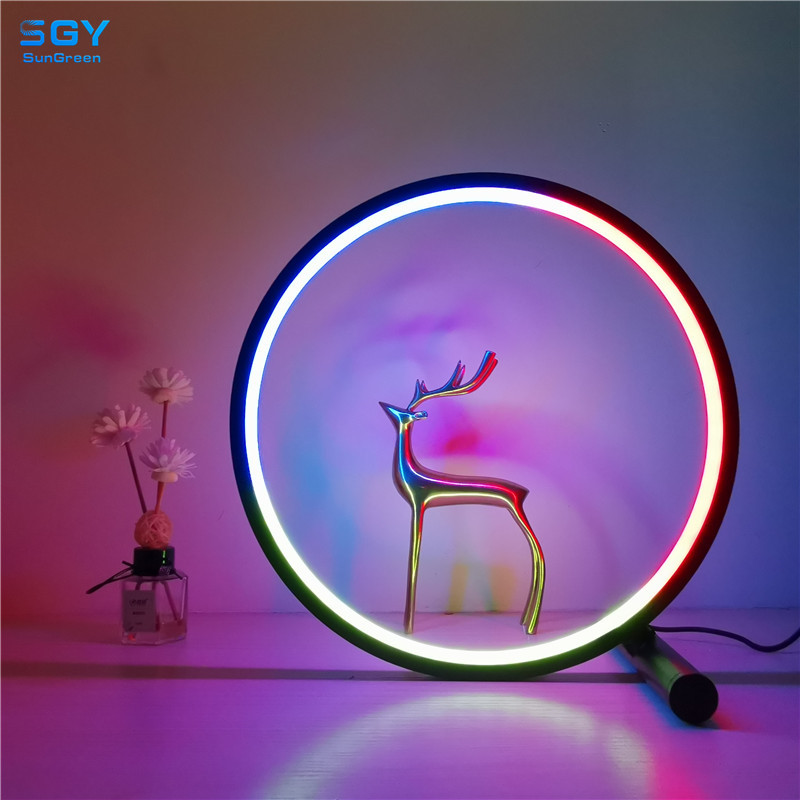 Modern simple bedroom led reading decoration Night Lights atmosphere circle table lamp