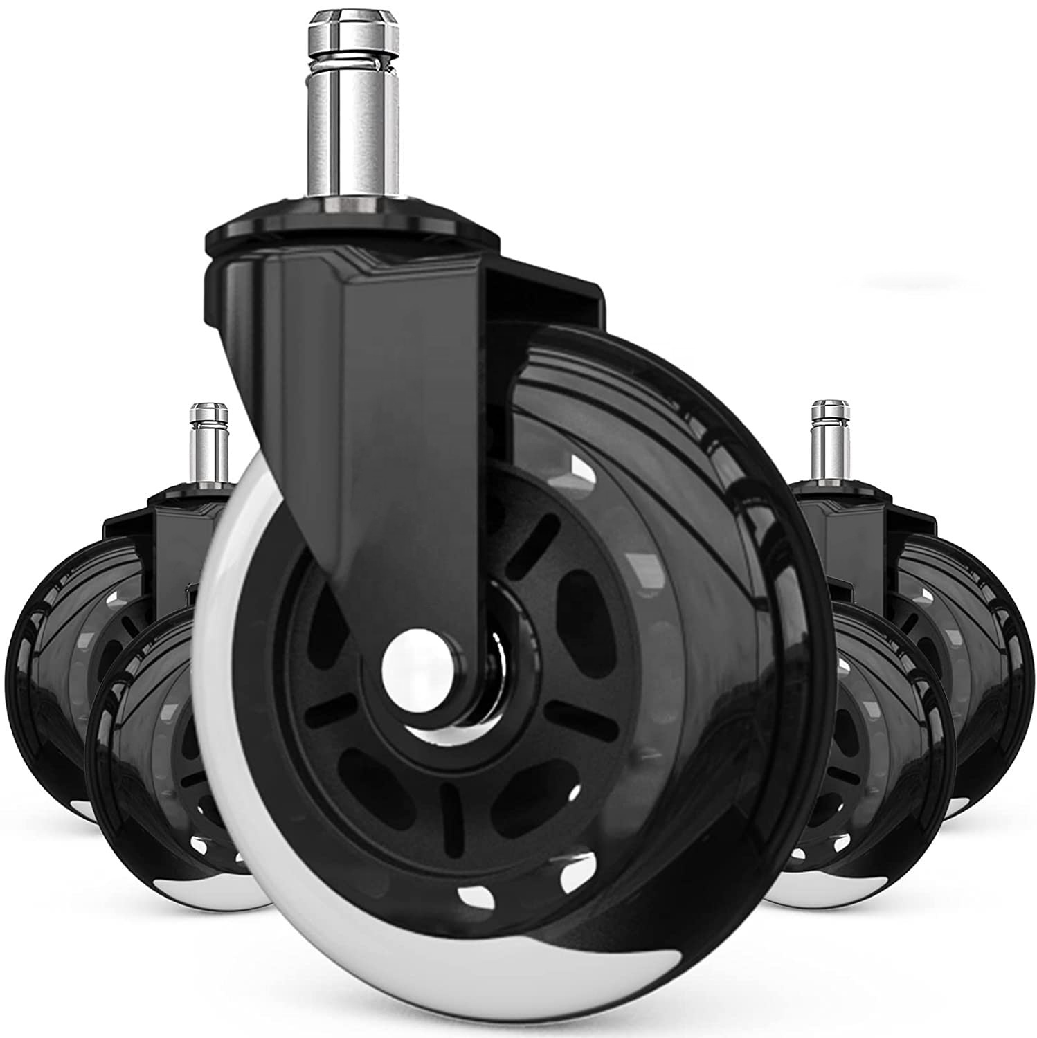 3 Inch Rolls Style Office Chair Casters Stem Caster Transparent Pu Polyurethane Screw Chair Wheel