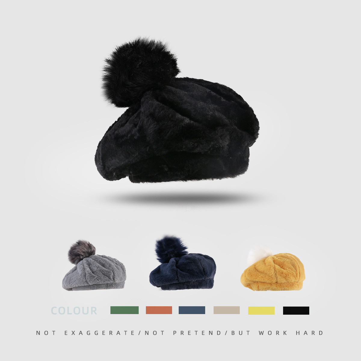 2021 Latest Fashion Sweet Girls French Beret With Real Raccoon Fur Pompom Pom Child Thickening Multicolor Knitting Wool Hat