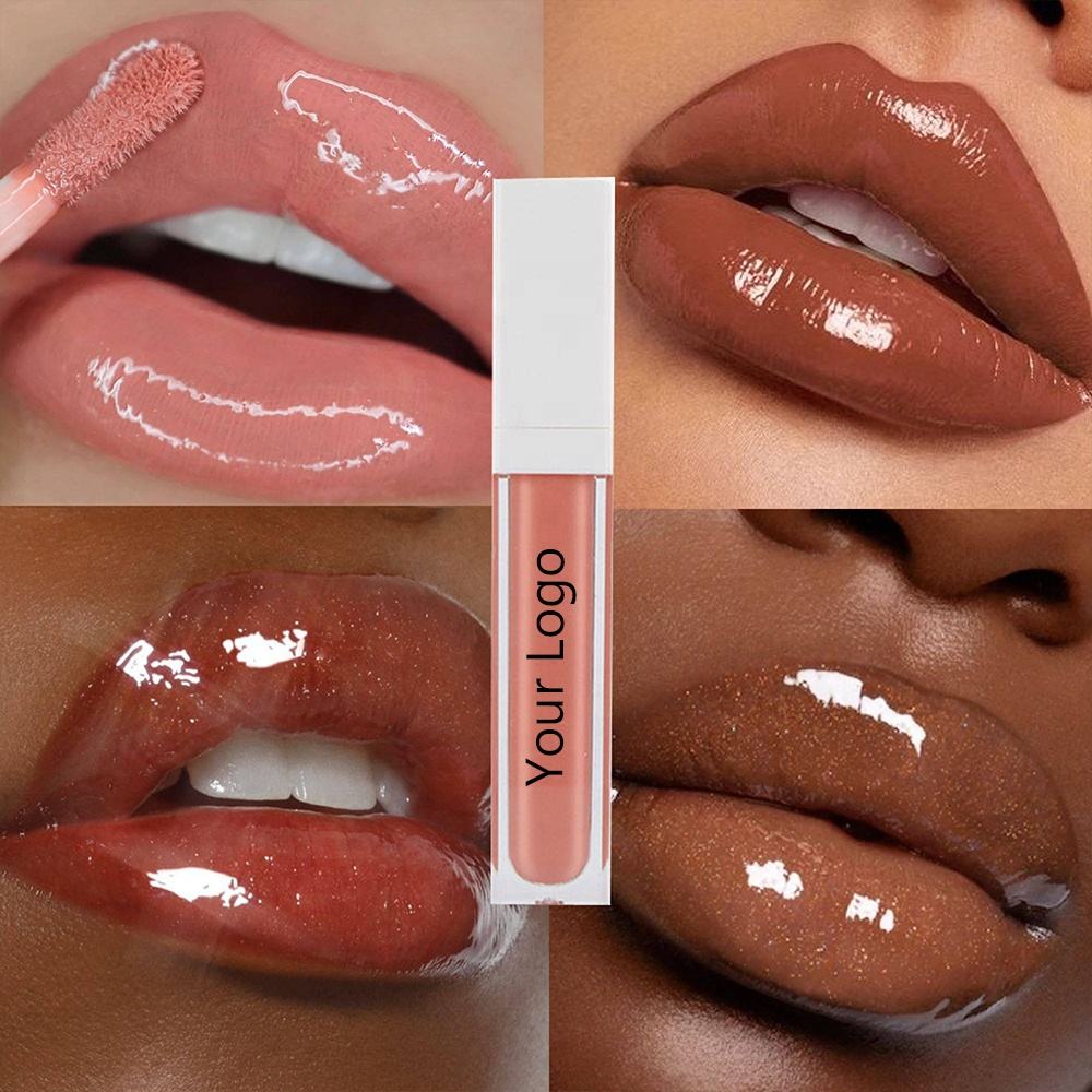 Wholesale No Logo Waterproof Glossy Lipgloss 20 Colors Shimmer High Quality Vegan Glossy Plumping High Shine Lip Gloss