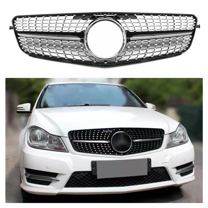 Diamond Grille for Mercedes Benz W204 Silver grill C CLASS 2007-2014