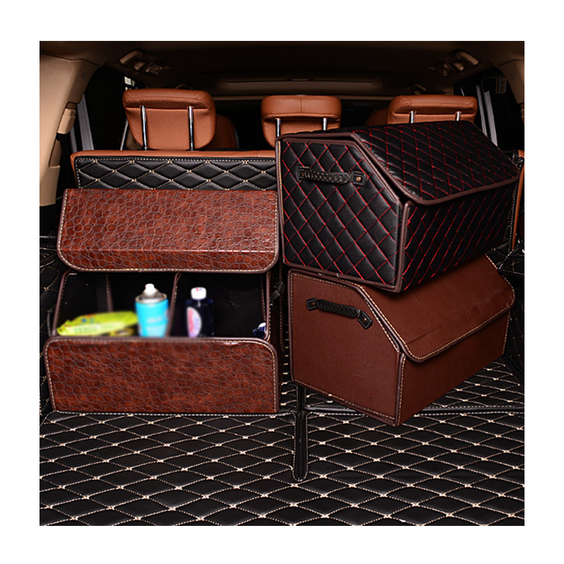 Car Storage Box Trunk Organizer PU Leather Storage Box Car