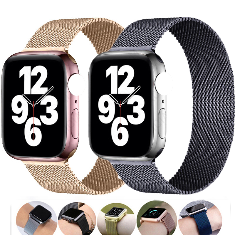 Magnetic Metal Stainless Steel Milanese Loop Watch Band Strap For Apple I Watch Series 7 6 5 4 3 2 1