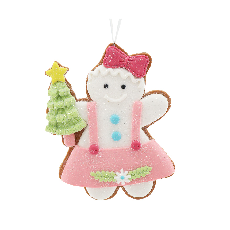 Novelty Xmas Handmade Pink Gingerbread Men Home Decor Personalised Christmas Hanging Ornaments