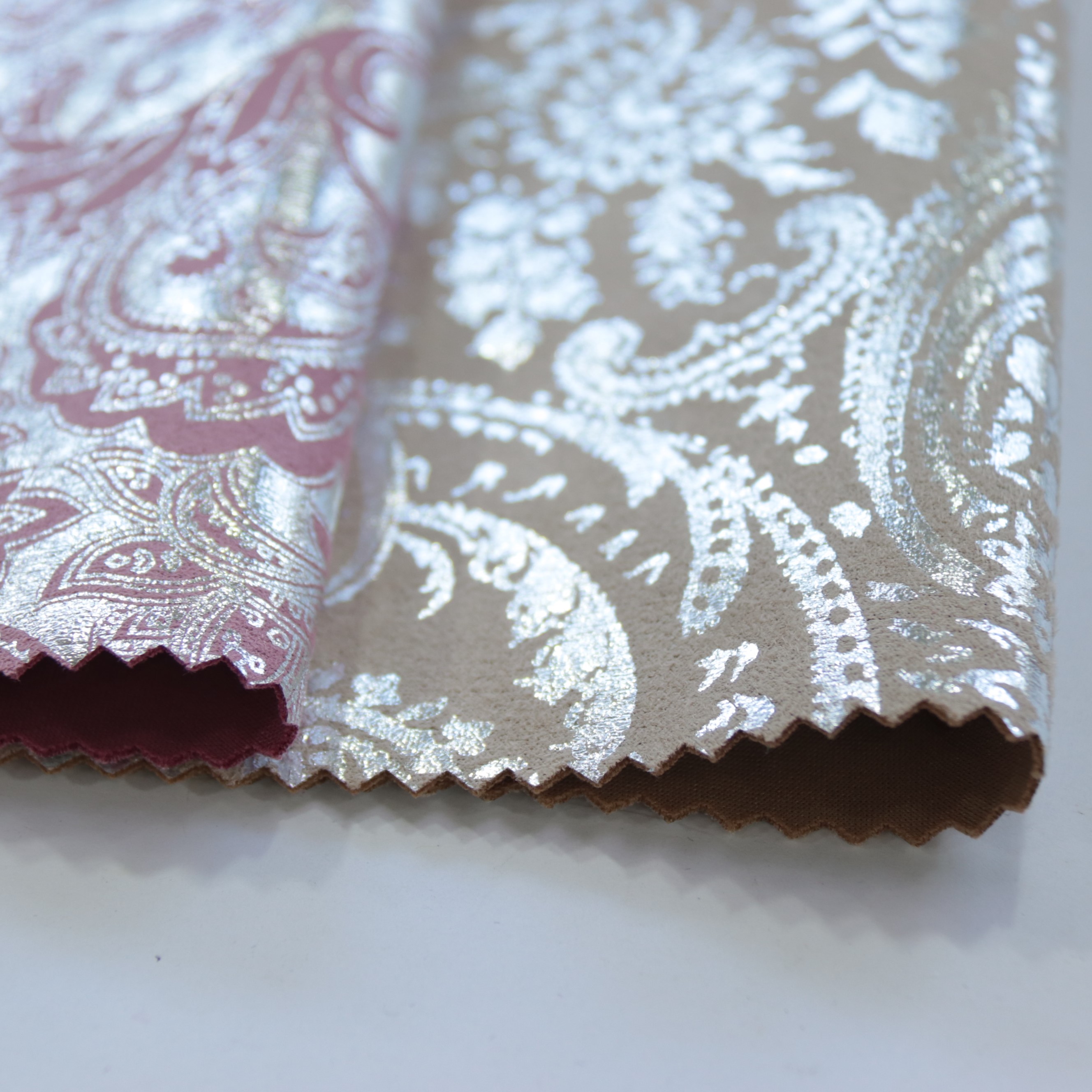 single face polyester spandex Traditional exquisite carved patternstretch foil suede scuba fabric for autumn and winter coat