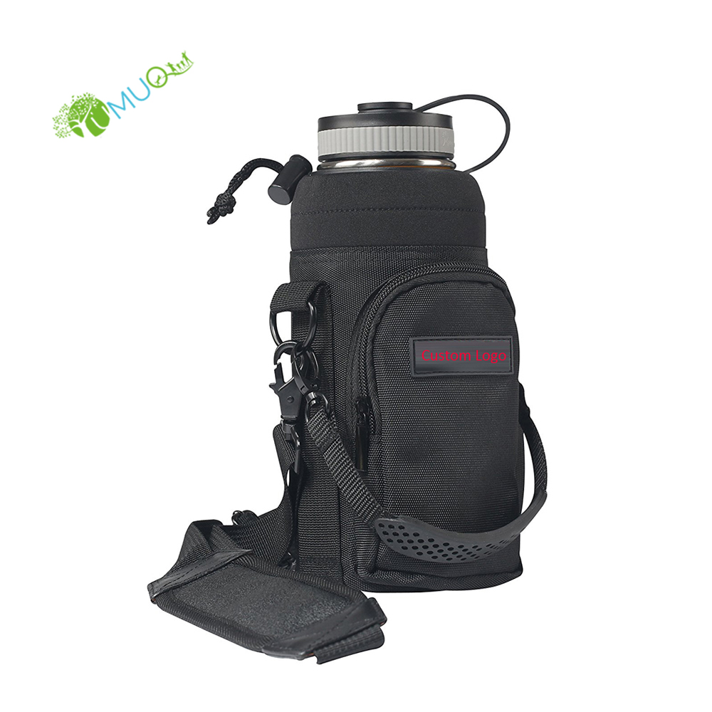 YumuQ 25OZ/32OZ/40OZ/64OZ изолированный неопреновый держатель для спортивной бутылки воды с ручкой и плечевым ремнем