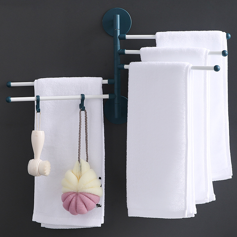 2021 Hot Sale Punch-free Towel Rack Folding Rotating Movable Toilet Bathroom 2-5 layer Bracket