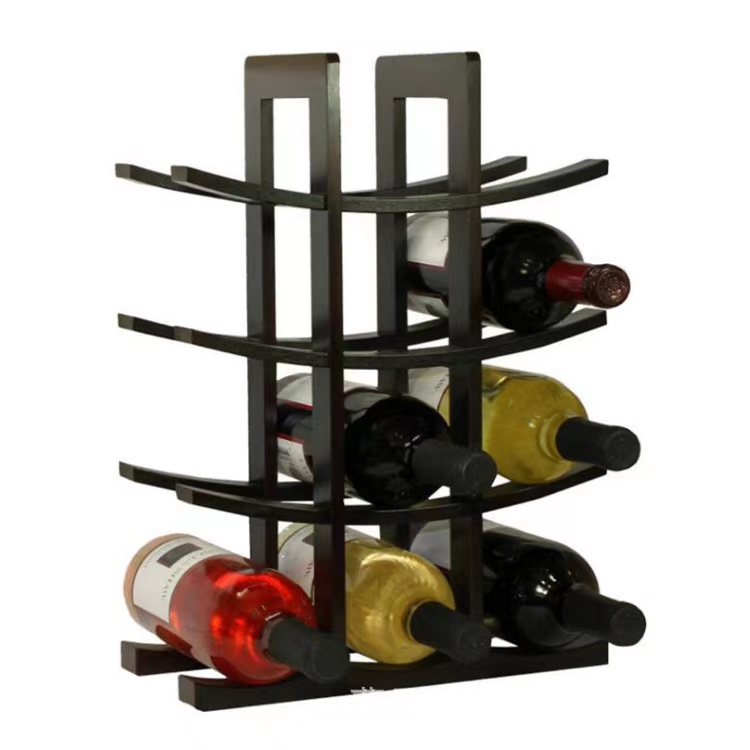 12-Bottle Bamboo Wine Rack Minimal Bottle Holder Countertop Modern Wine Rack Display