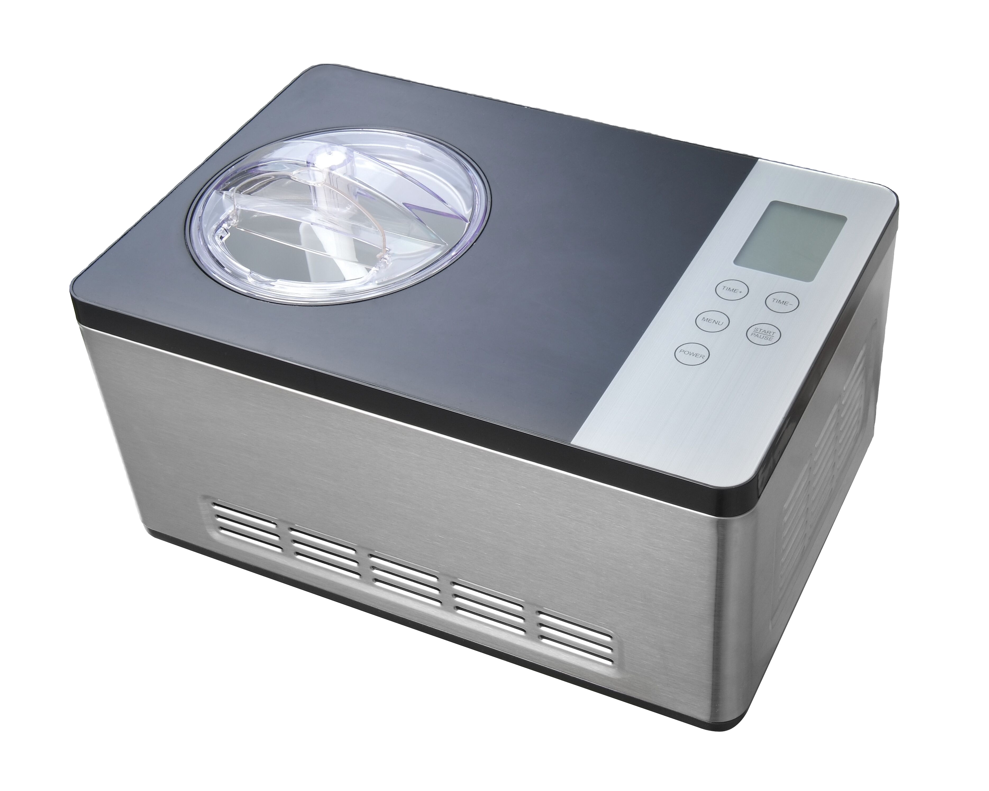Automatic Ice Cream Maker 2 Quart Capacity Stainless Steel, Built-in Compressor, no pre-Freezing, LCD Digital