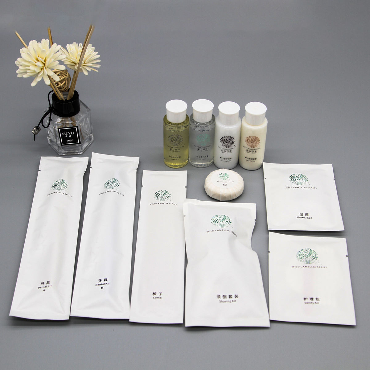 Hotel Amenities Set for Hotel and Resort Guest Rooms for Washroom and Bathroom Services Feature-rich for Comfort Convenience