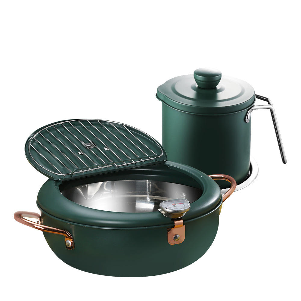 Small Japanese Household Temperature Controlled Tempura 20cm 24 cm Stainless Steel Frying Pot Fryer