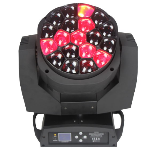 19pcs led beam zoom 15w bee eye led wash moving wash light