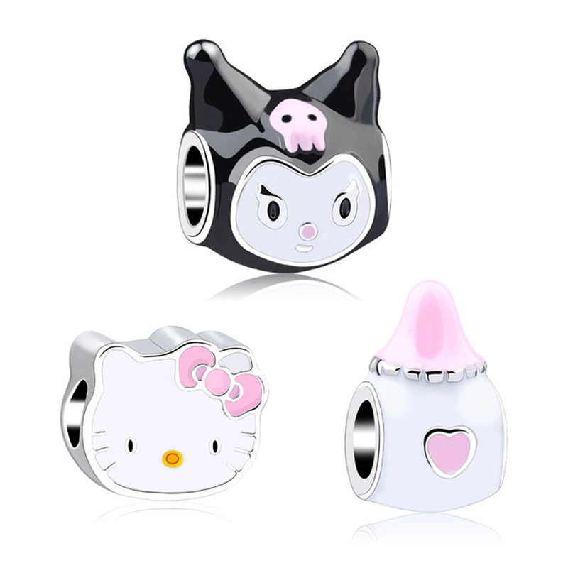 2021 Hot selling Cartoon Kullomi Charms Love baby Bottle Kitty Beads 3D Dripping Oil Jewelry Accessories