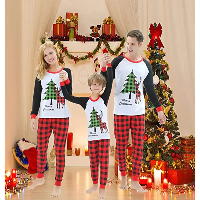 Wholesale Christmas Cozy Men's Sleepwear Parent-child Suits Nightgown Couple Pajamas Set Family Fall Matching Outfits