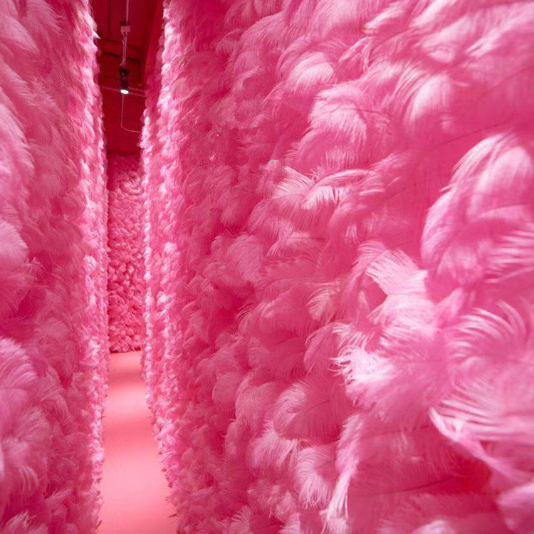 High Quality Multi-Color Smooth Fluffy Natural Ostrich Feather wall for decoration