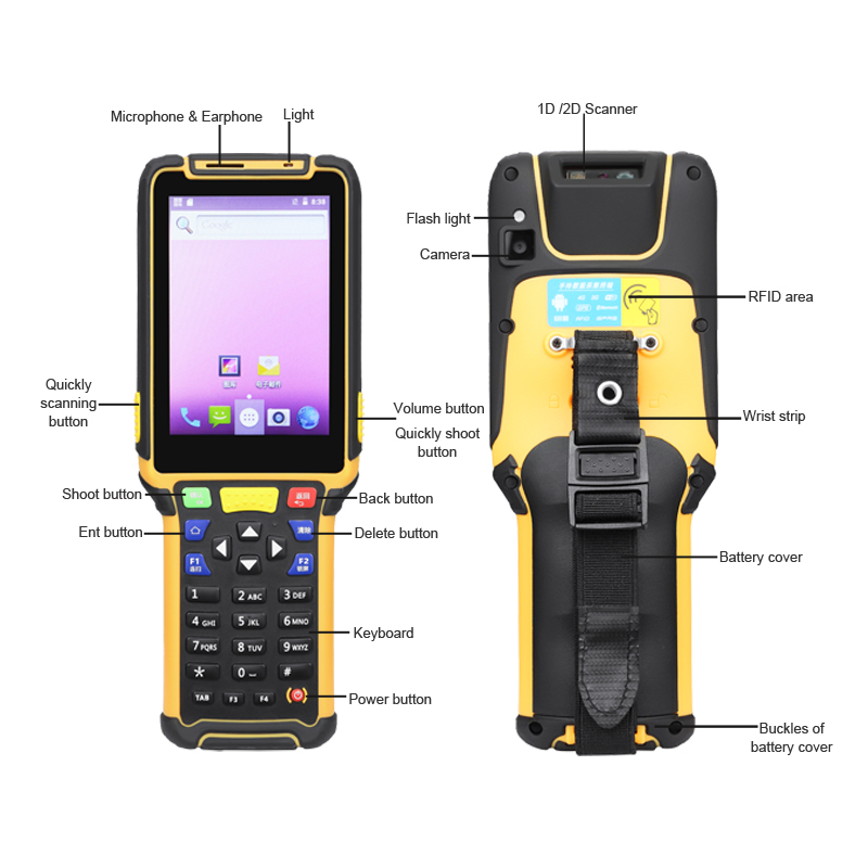 RFID Handheld Terminal Printer Pos Device GPS WIFI LTE NFC 4G Rugged Android 7.0 PDA 1D 2D Barcode Scanner