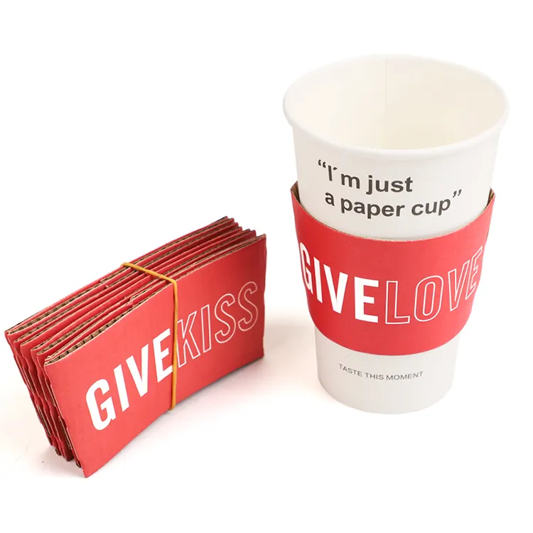 custom printed disposable eco hot and cold die cut coffee cupsleeve with your own logo