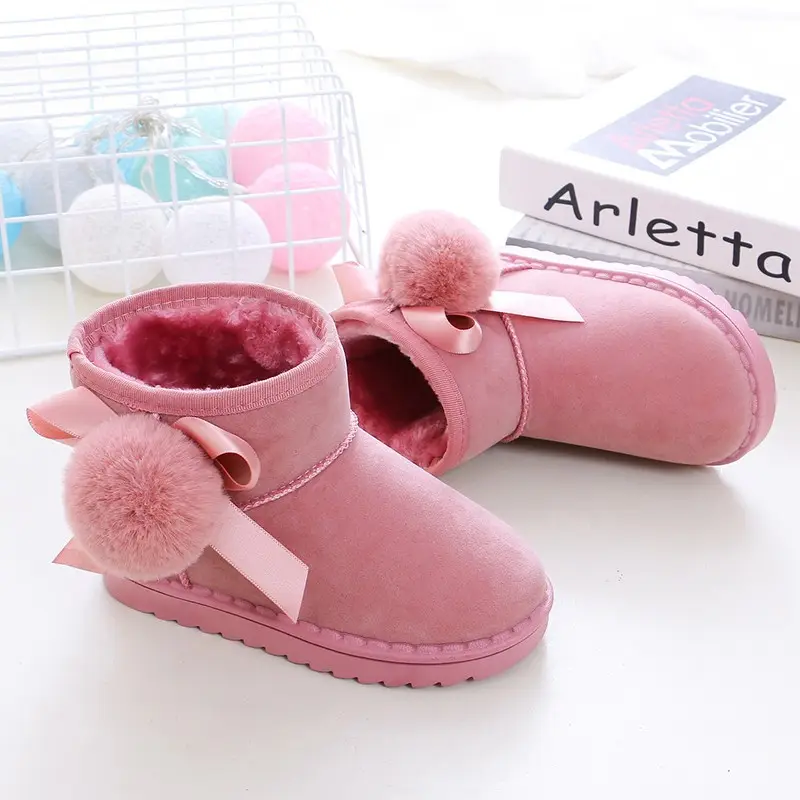 Pink cute children's snow boots thicken warm non-slip winter boots for girls waterproof children winter snow boots