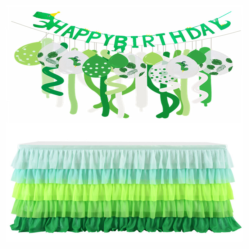 2021 Chiffon color matching table skirt 6FT turquoise ruffled table skirt party wedding birthday rectangul