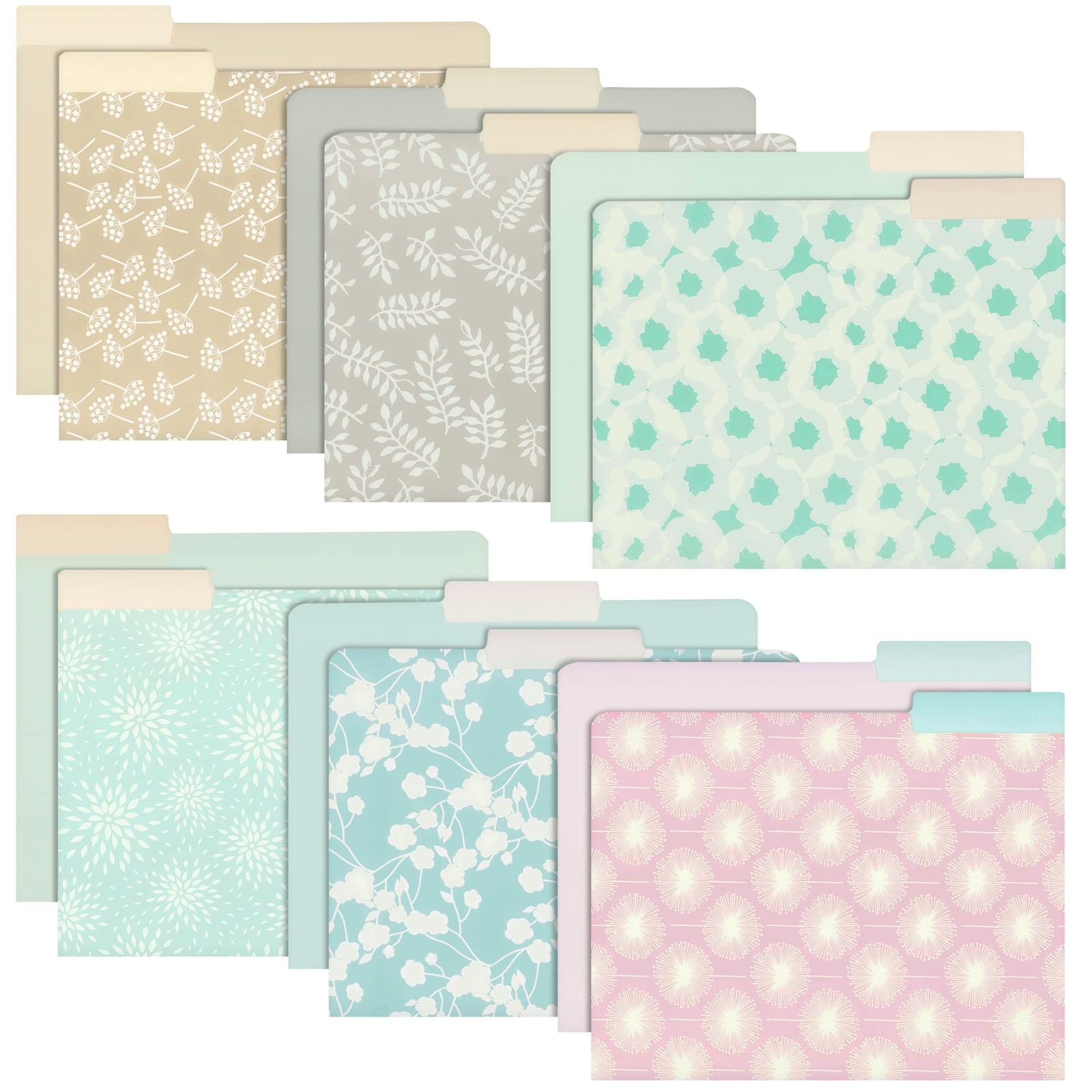 Myway 12 Pack Decorative File Folders with Geometric Gold Foil 1/3 Cut Tab Letter Sized for Office Supplies