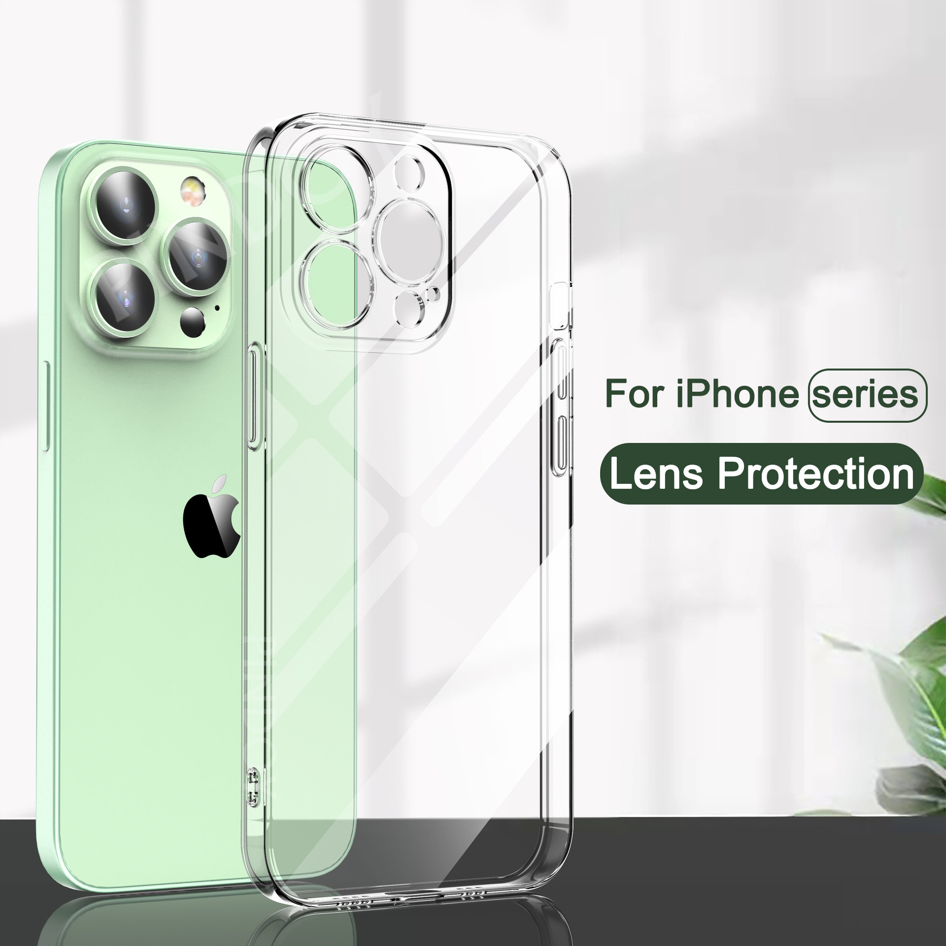 Прозрачный чехол из ТПУ для сотового телефона iPhone 14 11 12 13 Pro XS Max X XR, защитный чехол для объектива iPhone 7 8 6S Plus SE, задняя крышка