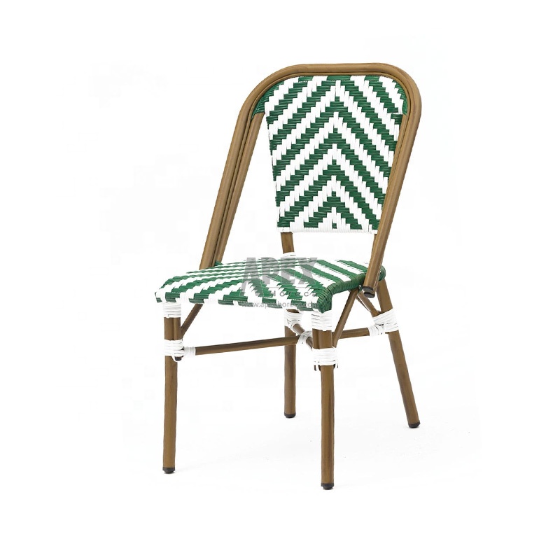 Outdoor French Bistro Rattan Wicker Dining Chairs Bamboo Bistro Armless Garden Chair