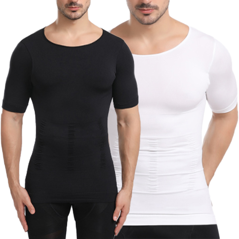 Men Body Toning T-Shirt Body Shaper Corrective Posture Shirt Slimming Belt Belly Abdomen Fat Burning Compression Corset