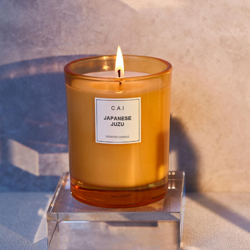 Wholesale custom logo clear cylinder emptying luxury soy wax scented candle jar glass candle jars with gift box