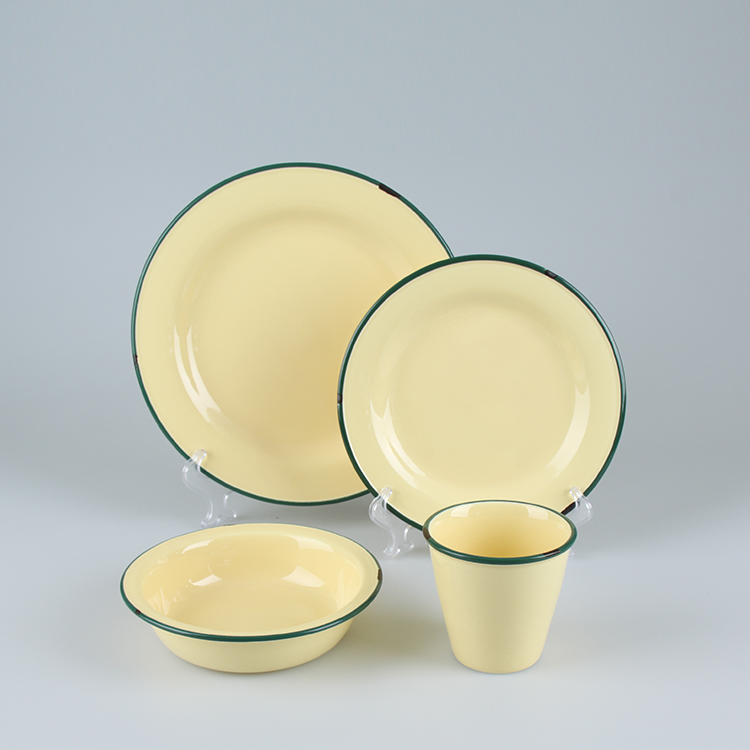 New Modern Enamel Design Porcelain Crokery Dinnerware Plates Set 16Pcs Restaurant Kitchen Ceramic Dinnerware Set for 4