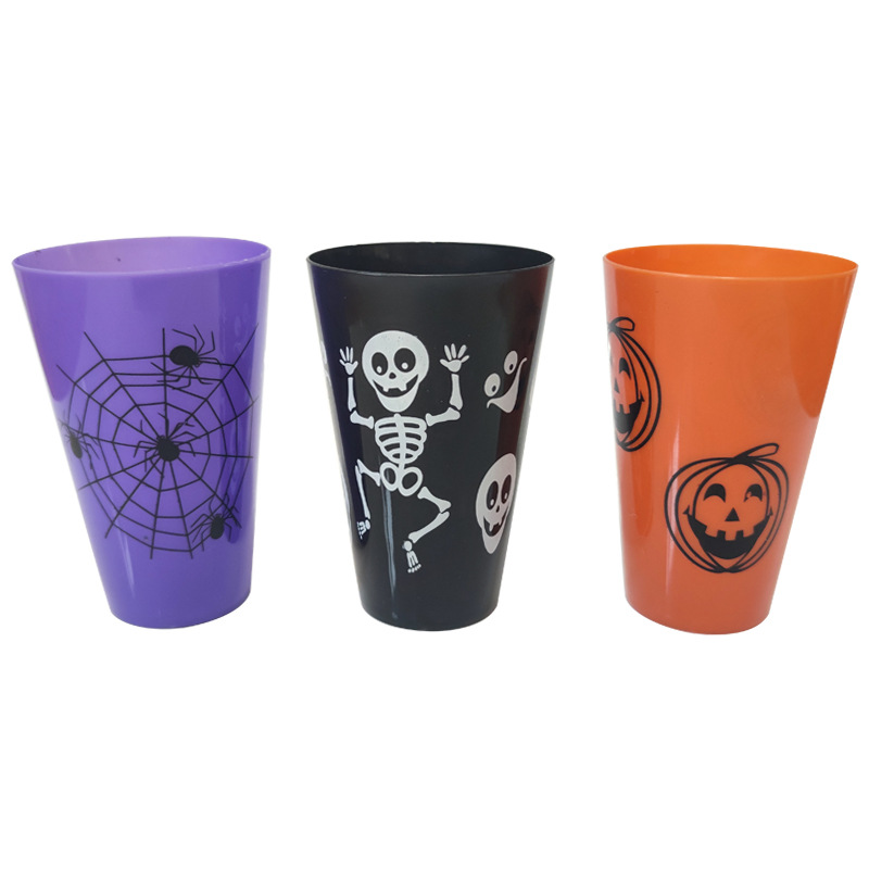 amazon hot seller Halloween Party Supplies Skeleton Printed Disposable Cups halloween plastic drinking cups