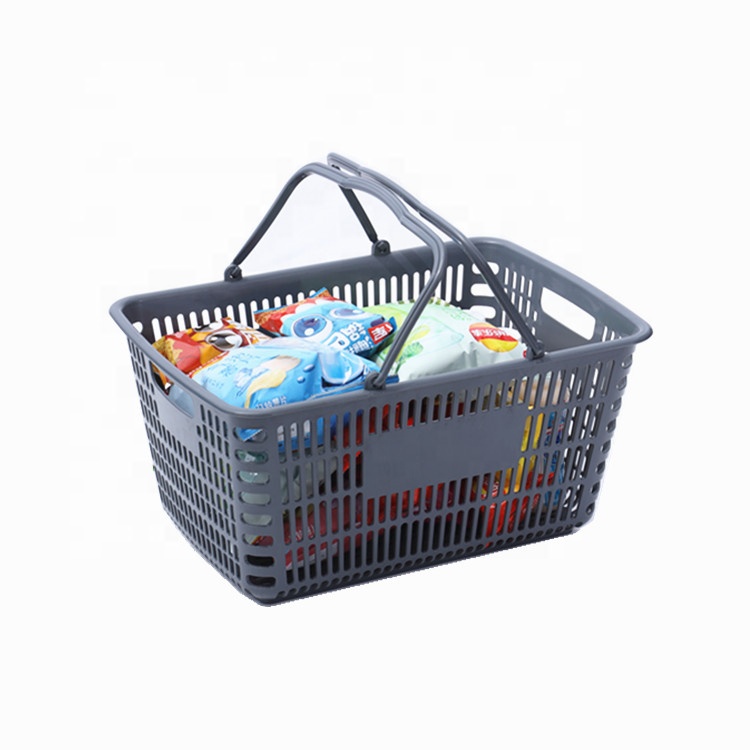 Оптовая продажа, корзина для покупок продуктов и супермаркетов серого цвета с двумя ручками в японском стиле
