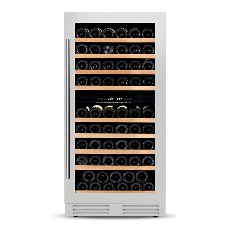 2019 New Design Built In Dual Zone Thermostat 72 Bottle Build In Wine Cooler With Invert Compressor