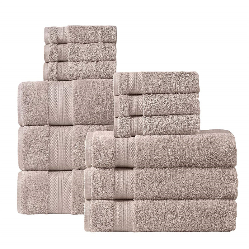 Chinese factory natural color custom logo terry 400g 700g thick bathroom organic cotton towel sets