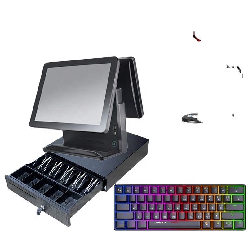 Window pos cash register kit with printer scanner card reader cash drawer for pos system restaurant