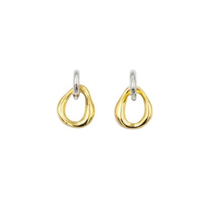 Korean 18K Gold Plated Retro Two-Color Removable Earring Customized Trendy 925 Sterling Silver Earrings For Women