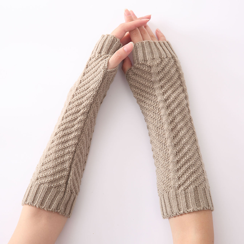 HOT SELLING Autumn Winter Spring Solid color Warm Gloves Arm Warmer Long Fingerless Knitting Gloves Wool Mittens Mittens