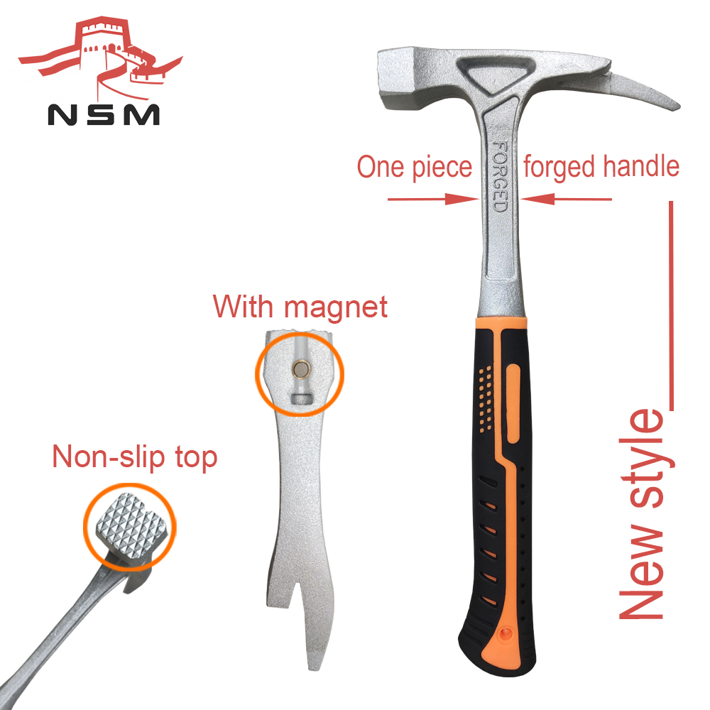 NSMTools новый продукт цельная стальная ручка гвоздь кровельный молоток 600 г с магнитом и нескользящим