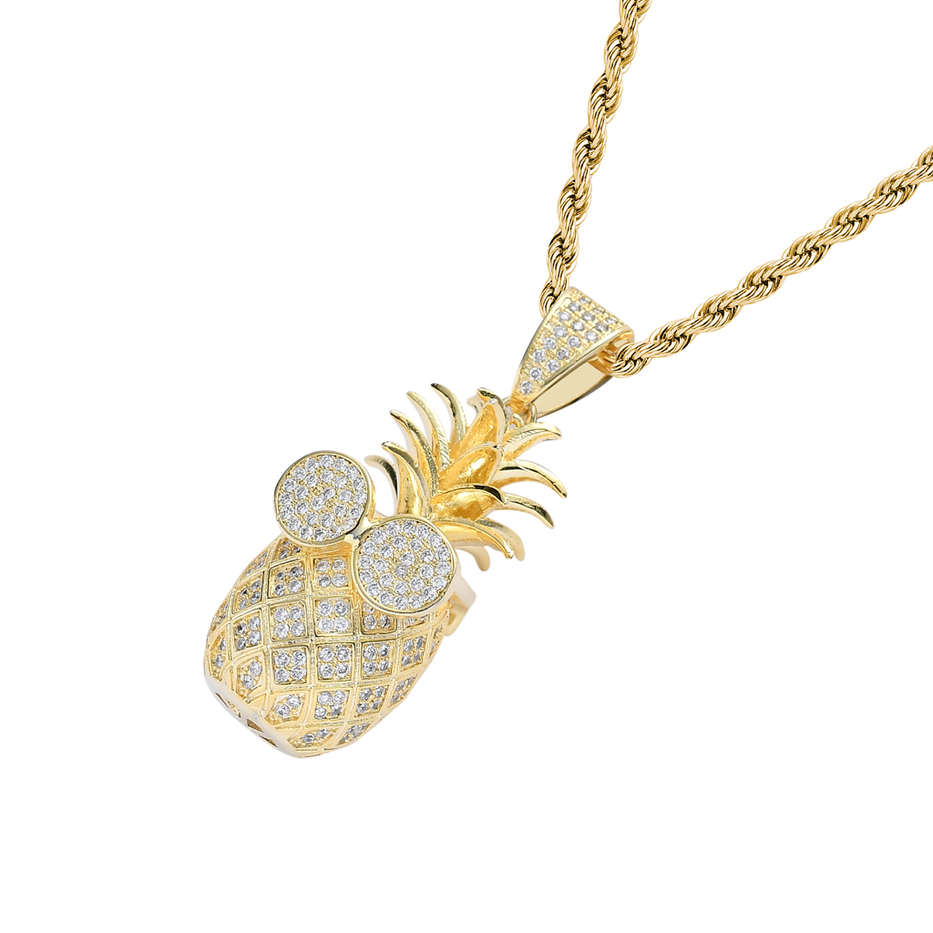 Europe And America New Style Hiphop Zircon jewelry Pineapple chain necklace for men