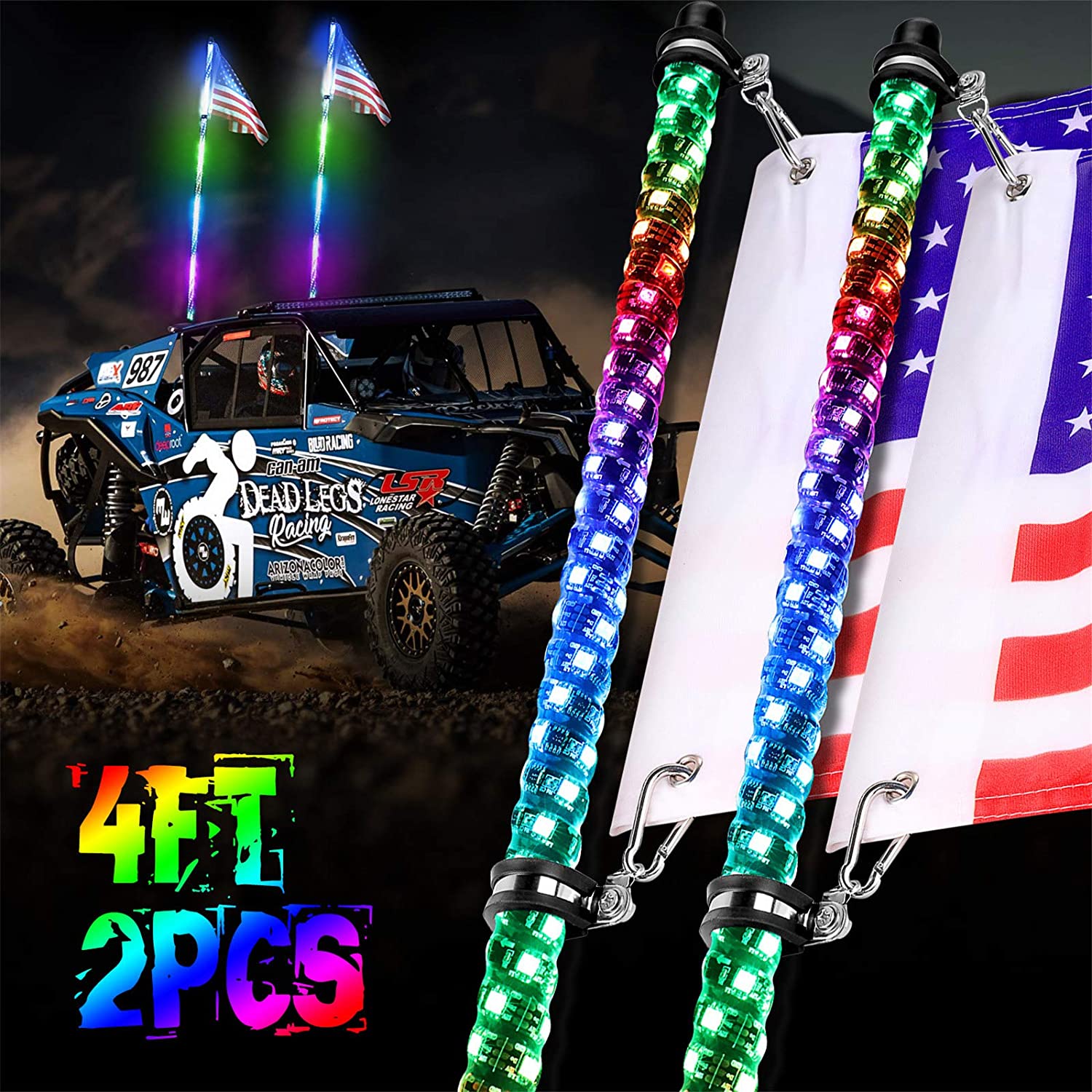 Светодиодная плетка с флагом для UTV ATV ORV