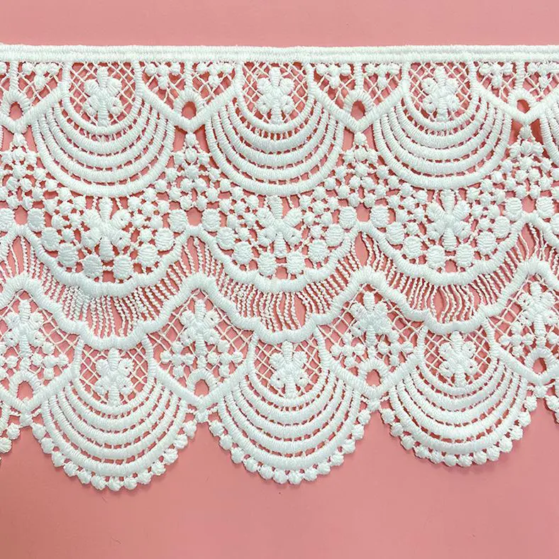 Border lace/white floral bridal lace trim/latest hand beaded and embroidery designs