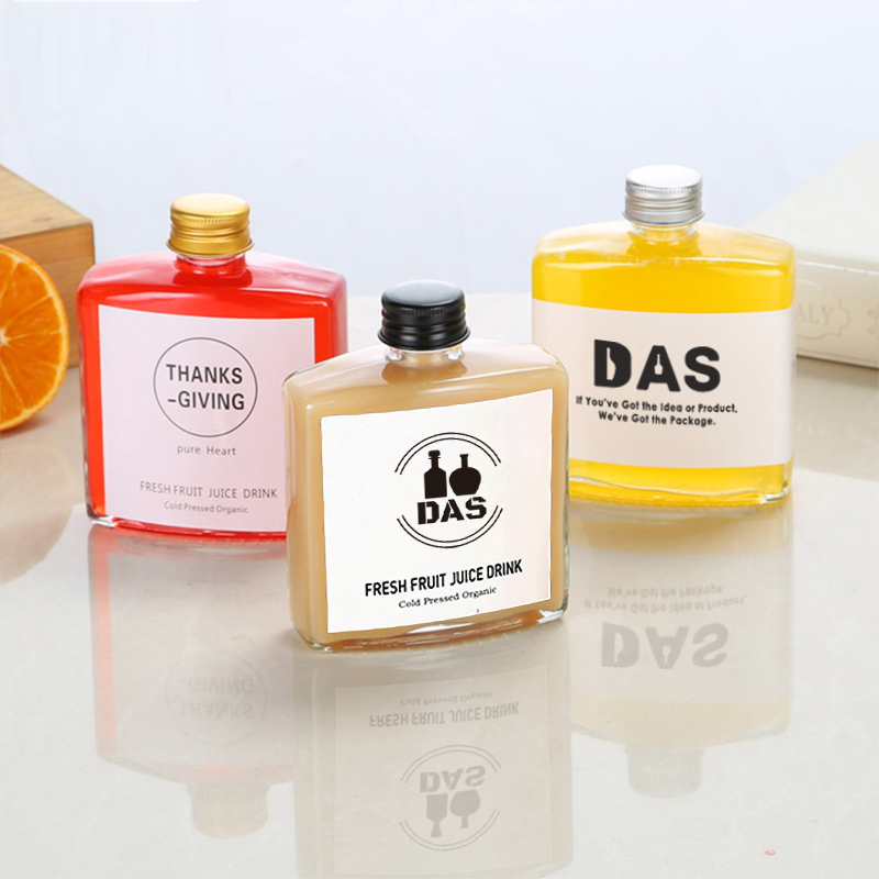 100ml 200ml 250ml Oblique Shoulder Frosted Clear Beverage Wine Liquor Juice Milk Coffee Glass Bottle with Screw Lids