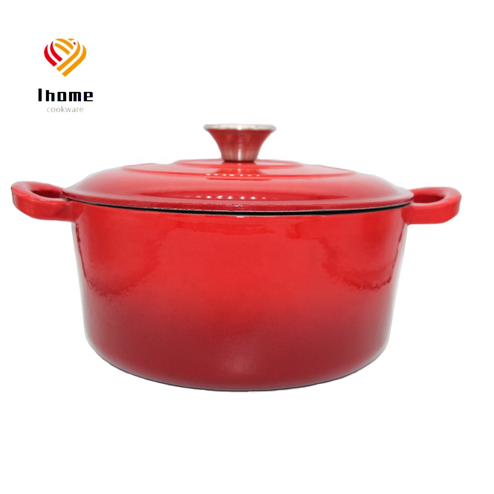 Ihome эмалированный чугунный горшок 5 QT кастрюля с крышкой