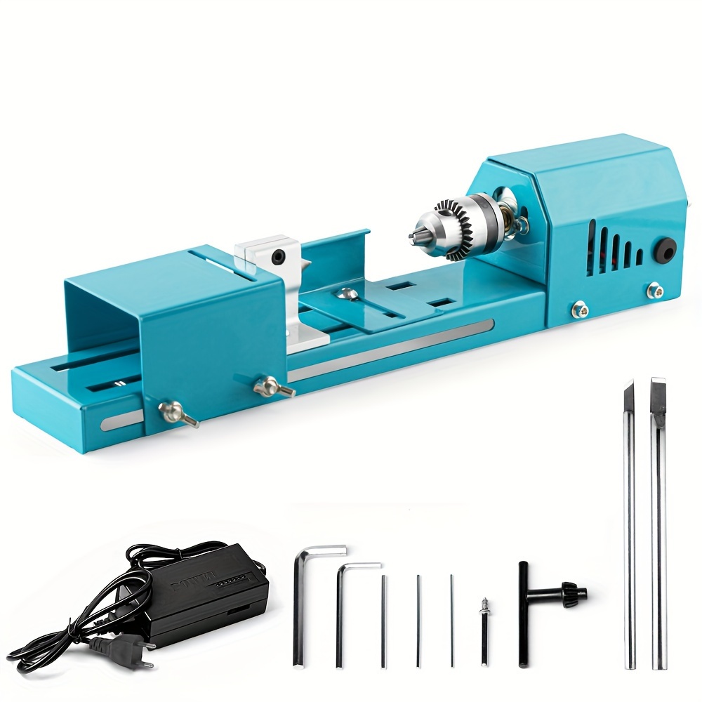 Mini Metal Lathe Machine Tool With 9pcs Tool Accessories, DIY Woodworking Wood Lathe Milling Machine