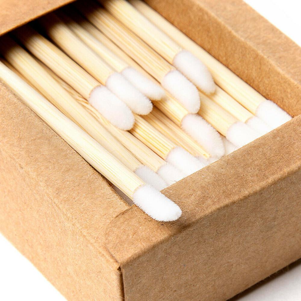 Disposable Lip brush Factory best seller Eco Private label flocked tip lip gloss applicator brush with bamboo stick